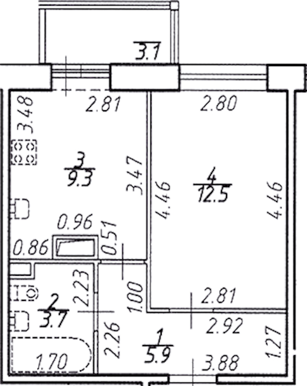 1-комнатная квартира 32.3 м², 2/16 эт., ЖК «Стороны Света»